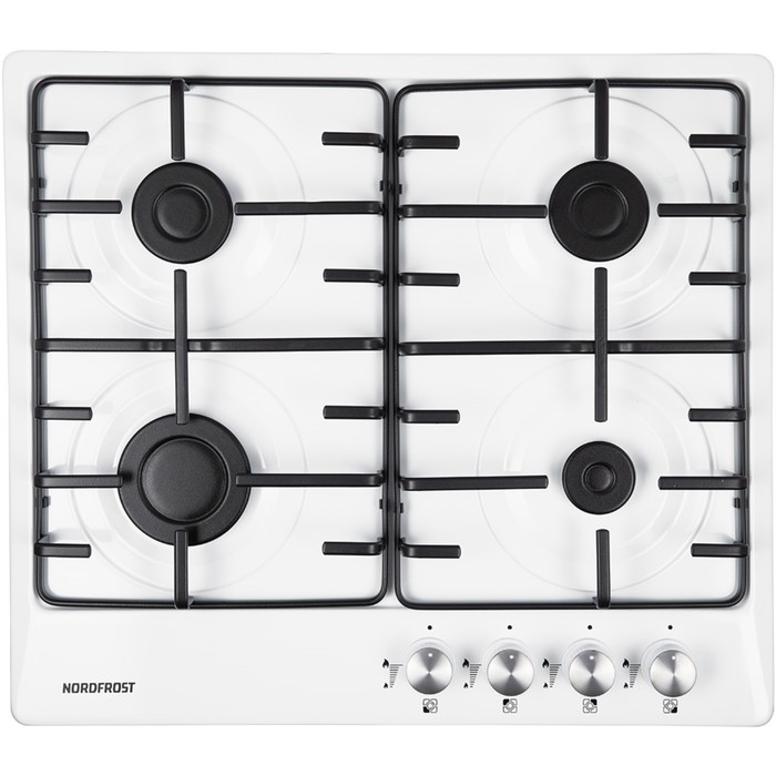 Варочная поверхность NORDFROST HS 6040 W, газовая, 4 конфорки, белый - Фото 1