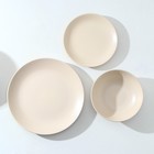 УЦЕНКА Набор тарелок керамических Доляна «Пастель», 18 предметов: 6 тарелок d=19 см, 5 тарелок d=27 см, 6 мисок d=19 см, цвет крем-брюле - Фото 2
