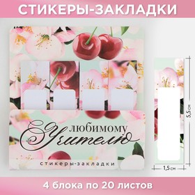 Набор стикеров-закладок «Лучшему учителю», 4 шт., 20 листов 9446520