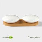 Набор для специй на бамбуковой подставке BellaTenero «Ласточкины гнёзда», 2 предмета: солонка 50 мл, перечница 50 мл, фарфор, белый - Фото 1