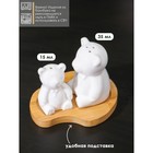 Набор для специй на бамбуковой подставке BellaTenero «Медведица и медвежонок», 2 предмета: солонка 15 мл, перечница 35 мл, фарфор, белый - Фото 2