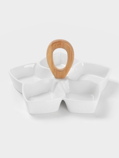 Менажница 5 ячеек BellaTenero, 25×25 см, фарфор, белая