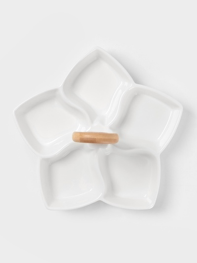 Менажница 5 ячеек BellaTenero, 25×25 см, фарфор, белая