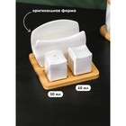 Набор для специй на бамбуковой подставке BellaTenero, 3 предмета: солонка 60 мл, перечница 50 мл, салфетница, фарфор, белый - Фото 3