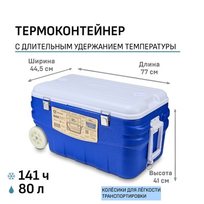 Термоконтейнер «Арктика», 80 л, 77×44.5×41 см, синий