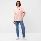 Футболка женская MINAKU HEART, персиковая, размер 52 - фото 50978153