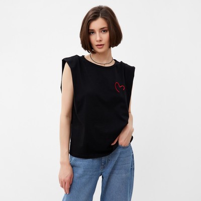 Майка женская MINAKU HEART, размер 42, чёрная