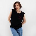 Футболка женская MINAKU  "HEART" цвет черный,р-р 44 - Фото 6