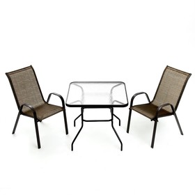 Набор садовой мебели: Стол квадратный и 2 стула коричневого цвета