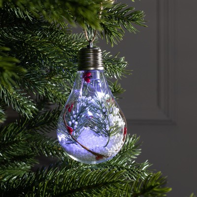 УЦЕНКА Ёлочный шар «Ветка ели», батарейки, 5 LED, свечение белое