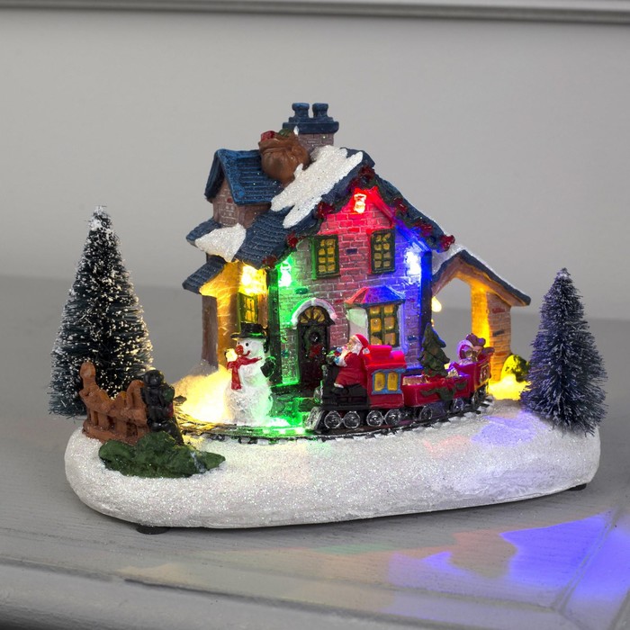 Светодиодная фигура «Рождественский поезд» 17×12×9 см, полистоун, батарейки АААх2 (не в комплекте), свечение тёплое белое, УЦЕНКА - Фото 1