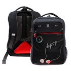 Рюкзак школьный, 39 х 26 х 19 см, Grizzly 156, эргономичная спинка, отделение для ноутбука, чёрный/серый/красный RB-156-2_6 - фото 319612556