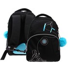 Рюкзак школьный, 40 х 27 х 20 см, Grizzly 360, эргономичная спинка, отделение для ноутбука, чёрный/голубой RG-360-8_2 - фото 916042