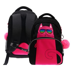 Рюкзак школьный, 40 х 27 х 20 см, Grizzly 360, эргономичная спинка, отделение для ноутбука, чёрный/розовый RG-360-4_2