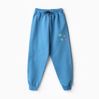 Брюки детские, цвет синий/алмазы, рост 110-116 см