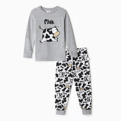 Пижама для девочки, серая, рост 98 см