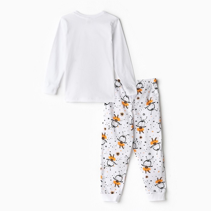 Пижама для девочки, цвет белый/пчёлка, рост 104 см - фото 1928216145