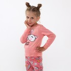 Пижама для девочки (лонгслив/штанишки), цвет розовый/заяц, рост 128 см - Фото 2