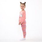 Пижама для девочки (лонгслив/штанишки), цвет розовый/заяц, рост 128 см - Фото 3