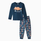 Пижама для мальчика (лонгслив/штанишки), цвет синий/дракон, рост 104 см - фото 10653986