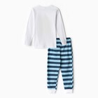 Пижама для мальчика (лонгслив/штанишки), цвет белый/синий/енот, рост 98см - Фото 5