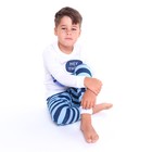 Пижама для мальчика (лонгслив/штанишки), цвет белый/синий/енот, рост 98см - Фото 2