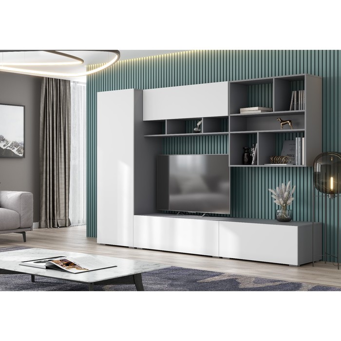 Гостиная «Айвори», 2706×519×1850 мм, цвет графит/белый - Фото 1