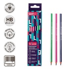 Карандаш чернографитный Calligrata, HB, трёхгранный с полоской, пластиковый, МИКС - Фото 4