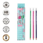 Карандаш чернографитный, Calligrata, HB, заточенный, трёхгранный с полоской, с резинкой, пластик, МИКС - Фото 3