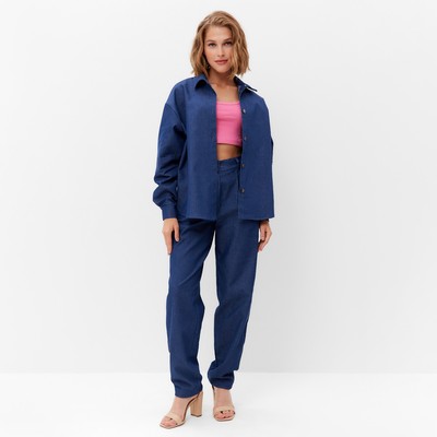 Рубашка женская MINAKU: Jeans Collection, размер 44, синяя