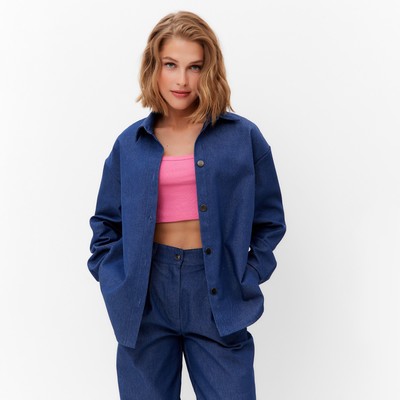 Рубашка женская MINAKU: Jeans Collection, размер 48, синяя
