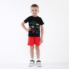 Комплект (футболка, шорты) для мальчика, цвет черный/красный, рост 98-104 см (3 года) - фото 319614560