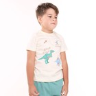 Комплект (футболка, шорты) для мальчика, цвет молочный/оливка, рост 122-128 см (7 лет) - фото 24580514