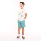 Комплект (футболка, шорты) для мальчика, цвет молочный/оливка, рост 122-128 см (7 лет) - фото 24580516