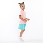 Комплект (футболка, шорты) для девочки, цвет персик/бирюзовый, рост 98-104 см (3 года) - фото 805678500 Комплект (футболка, шорты) для девочки, цвет персик/бирюзовый, рост 98-104 см (3 года) - фото 805678500