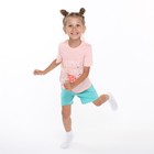 Комплект (футболка, шорты) для девочки, цвет персик/бирюзовый, рост 98-104 см (3 года) - фото 806047404 Комплект (футболка, шорты) для девочки, цвет персик/бирюзовый, рост 98-104 см (3 года) - фото 806047404