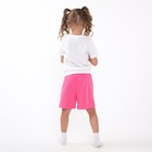 Комплект (футболка, шорты) для девочки, цвет молочный/розовый, рост 104-110 см (4 года) - фото 35255444