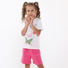 Комплект (футболка, шорты) для девочки, цвет молочный/розовый, рост 128-134 см (8 лет)  (артикул 9827069)  большой выбор товаров оптом и в розницу по низким ценам с доставкой