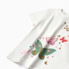 Комплект (футболка, шорты) для девочки, цвет молочный/розовый, рост 128-134 см (8 лет)  (артикул 9827069)  большой выбор товаров оптом и в розницу по низким ценам с доставкой