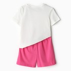 Комплект (футболка, шорты) для девочки, цвет молочный/розовый, рост 128-134 см (8 лет)  (артикул 9827069)  большой выбор товаров оптом и в розницу по низким ценам с доставкой