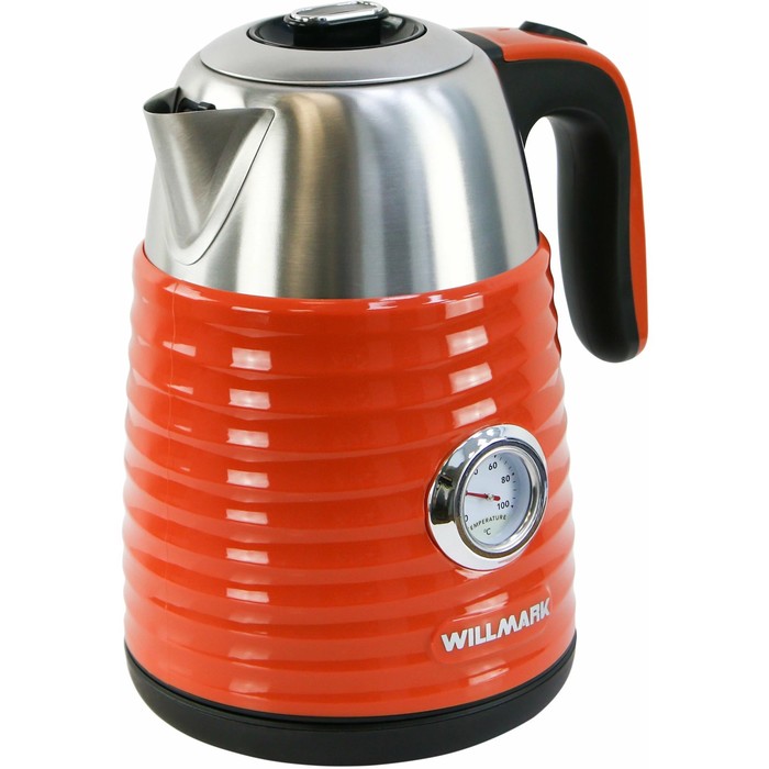 Чайник электрический WILLMARK WEK-1738PST, металл, 1.7 л, 2200 Вт, оранжевый - Фото 1