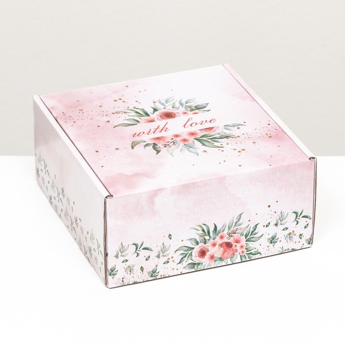 Коробка подарочная With Love, 19×19×9 см - Фото 1