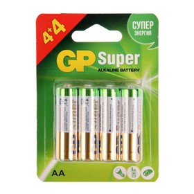 Батарейка алкалиновая GP Super, AA, LR6-8BL, 1.5В, 4+4 шт.