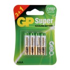 Батарейка алкалиновая GP Super, AAA, LR03-4BL, 1.5В, 3+1 шт. - фото 3961576