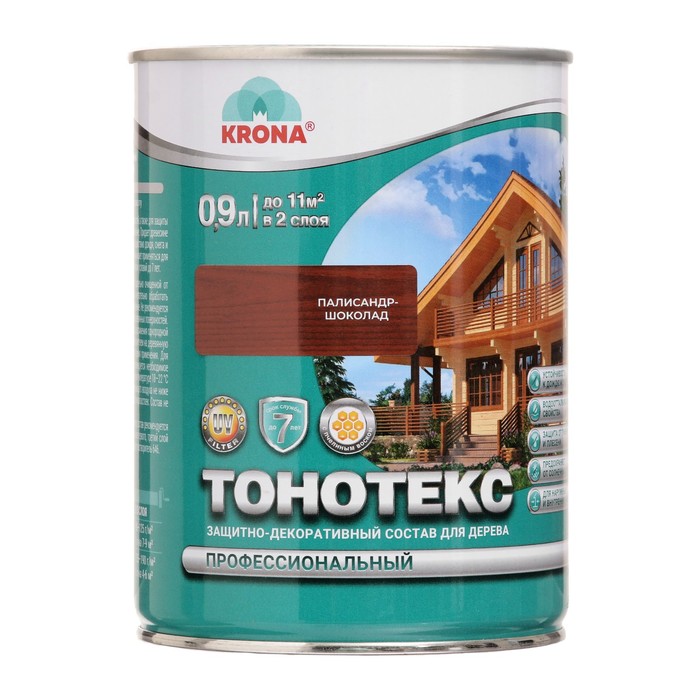 

Состав защитно-декоративный Тонотекс "KRONA" палисандр-шоколад 0,9 л