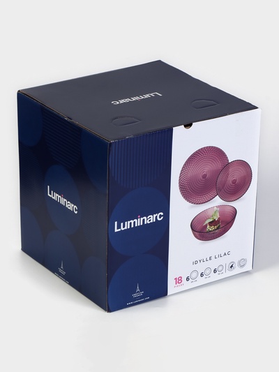 Столовый сервиз Luminarc «Идиллия», 18 предметов, стекло, лилак