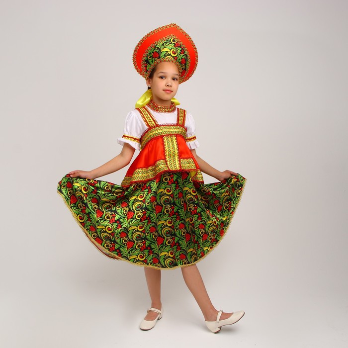 Русский костюм для девочки «Рябинушка с отлетной кокеткой», р. 32, рост 122-128 см