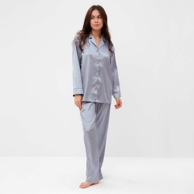 Пижама женская (рубашка, брюки) KAFTAN «Леопард», голубая, размер 52-54