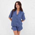 Пижама женская (рубашка и шорты) KAFTAN "Полоса" размер 40-42, синий - фото 319615803