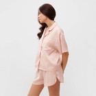 Пижама женская (рубашка и шорты) KAFTAN Silk, р.44-46, розовый - Фото 4